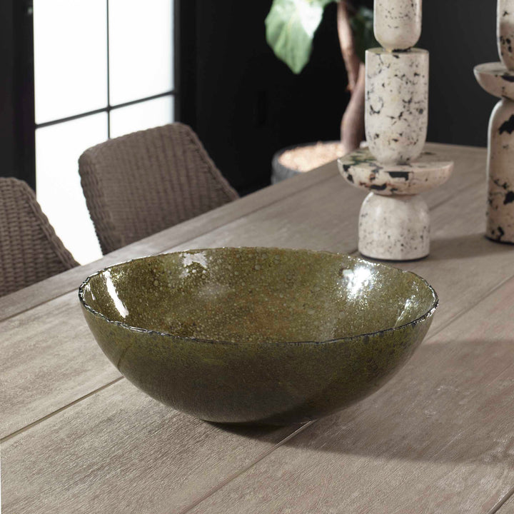 Veridian Shimmer Earthy Glass Bowl