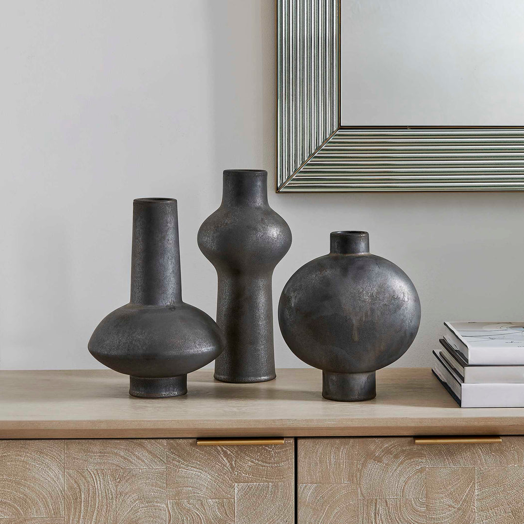 Charcoal Bloom Indoor-Outdoor Vases Set of 3