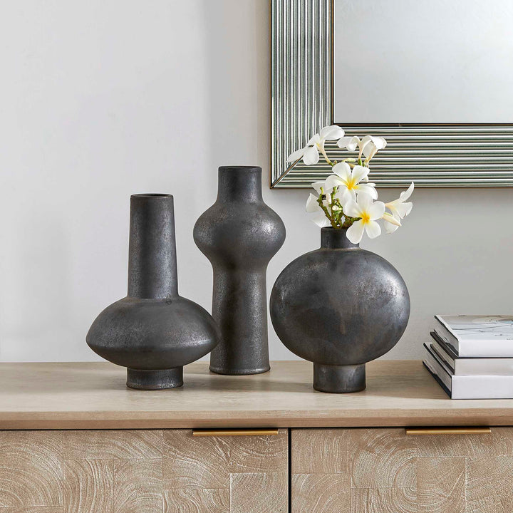 Charcoal Bloom Indoor-Outdoor Vases Set of 3