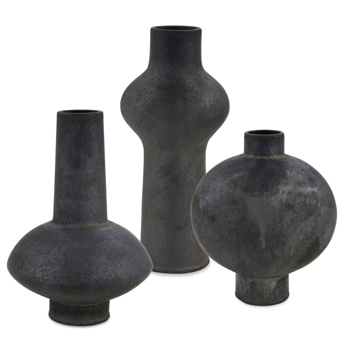 Charcoal Bloom Indoor-Outdoor Vases Set of 3