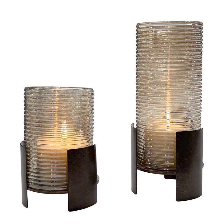 Fluted Fire Cylinder Candleholders Set of 2