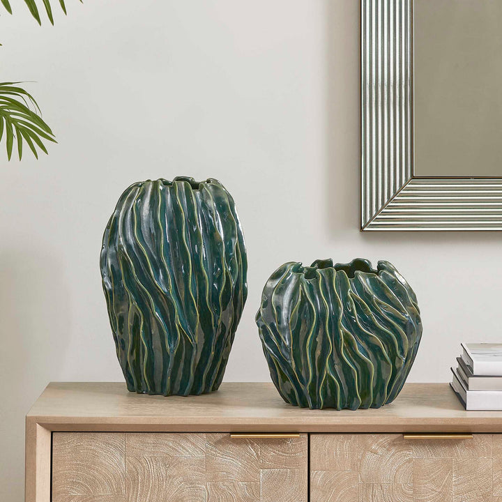 Veridian Ridge Indoor-Outdoor Vases Set of 2