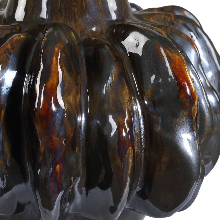 Umbrian White & Brown Gourd Vases Set of 2