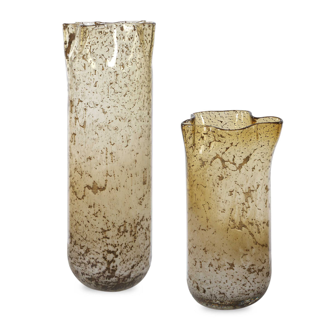 Rhine Seeded Glass Vases Set of 2
