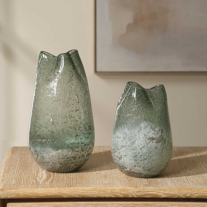 Chianti Seeded Glass Vases Set of 2