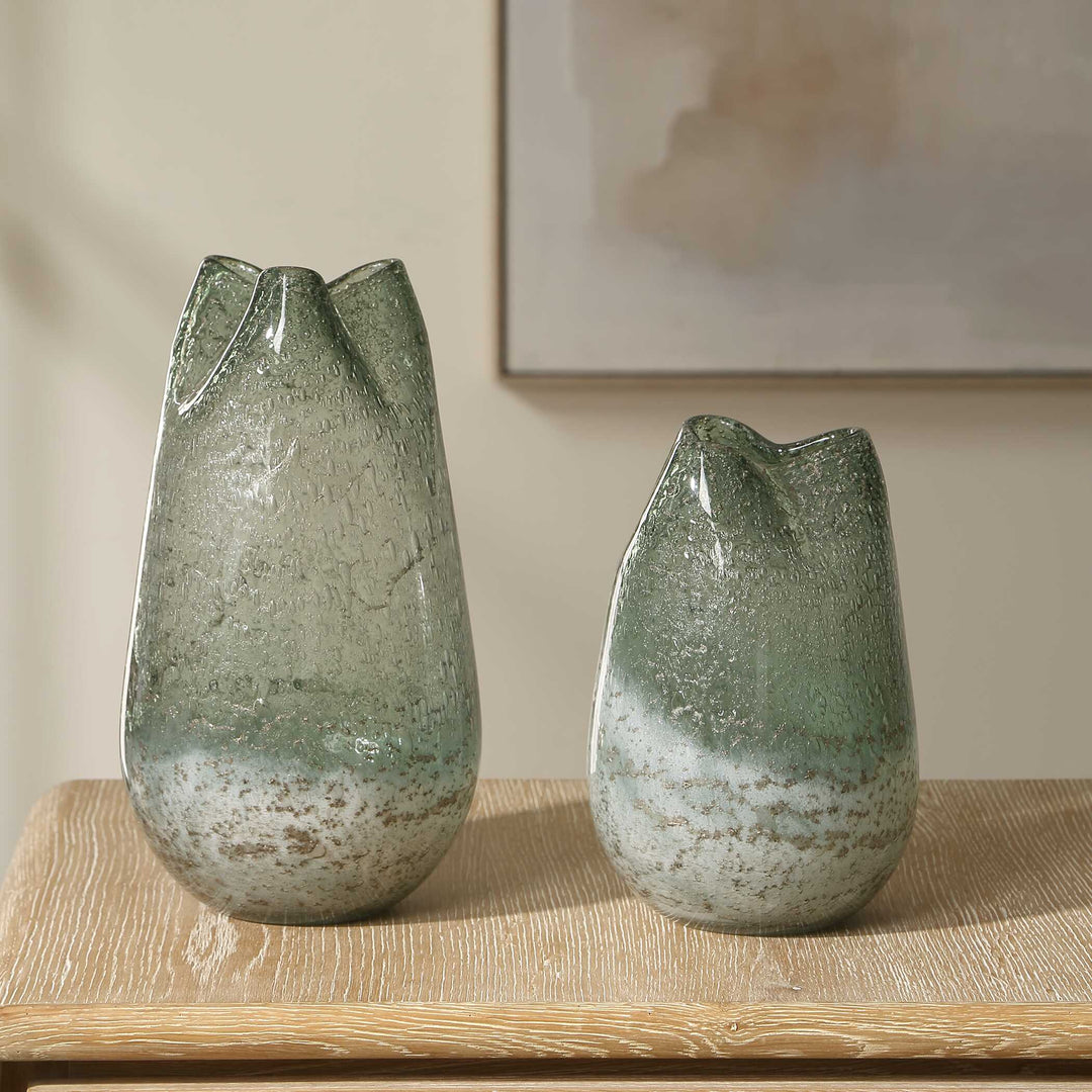 Chianti Seeded Glass Vases Set of 2