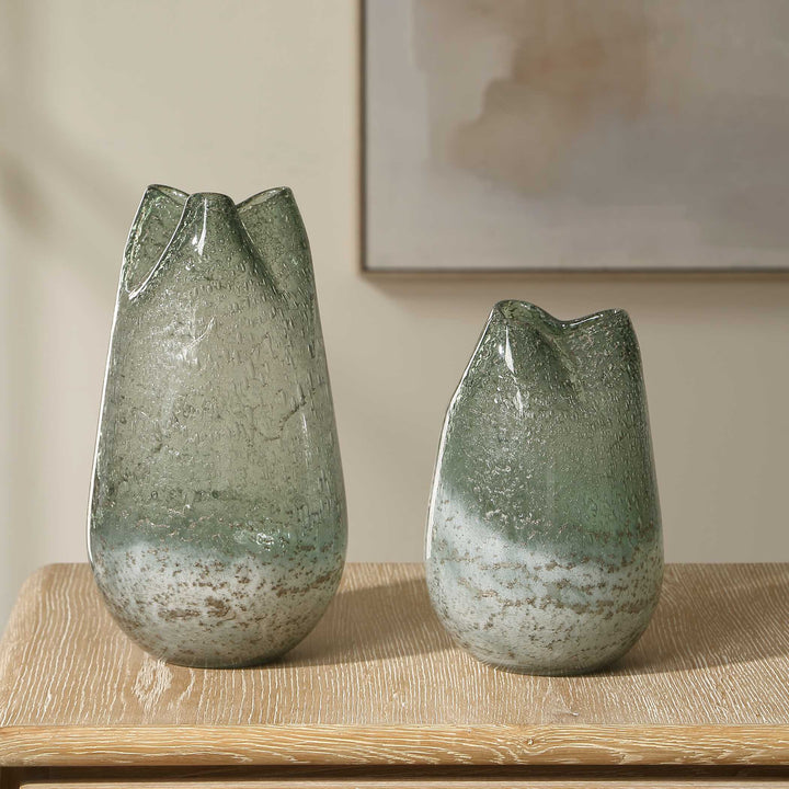 Chianti Seeded Glass Vases Set of 2