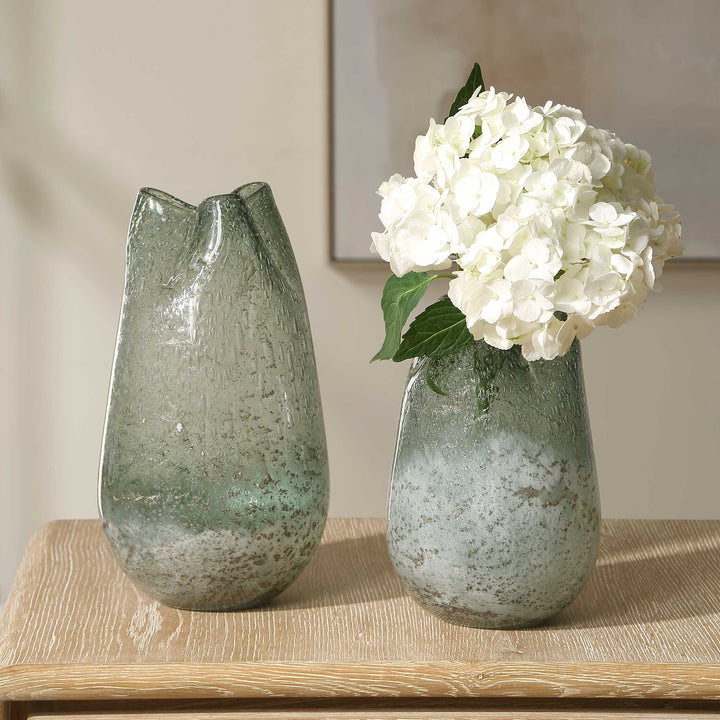 Chianti Seeded Glass Vases Set of 2