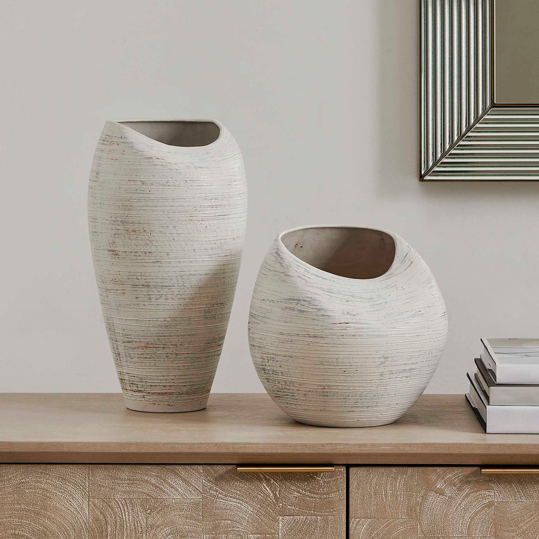 Inara Indoor-Outdoor White Vases Set of 2