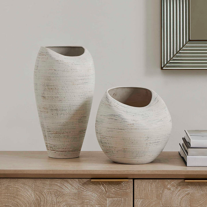 Inara Indoor-Outdoor White Vases Set of 2