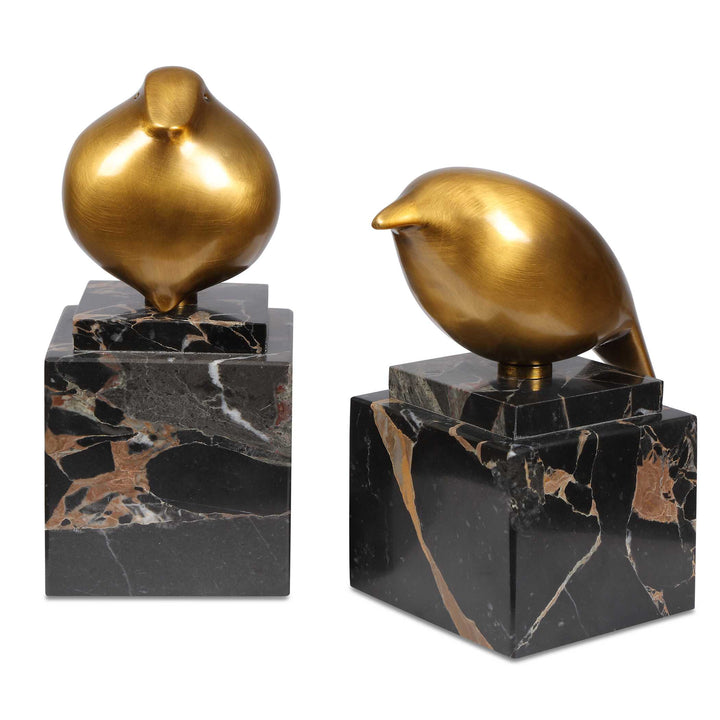 Golden Finch Bird Figurines Set of 2