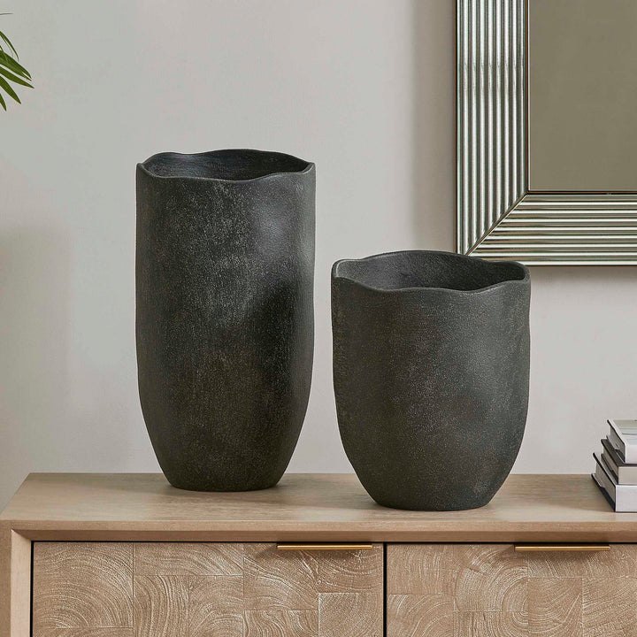 Komorebi Indoor-Outdoor Black Vases Set of 2