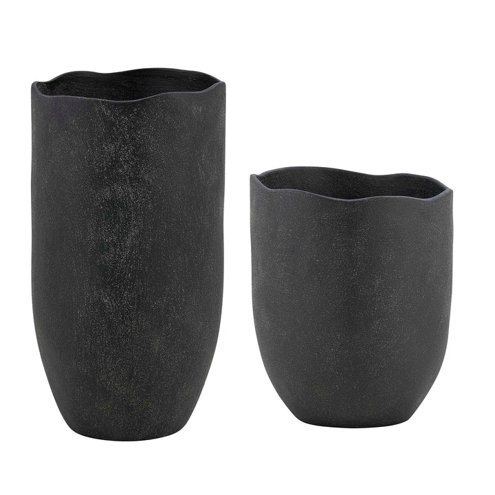 Komorebi Indoor-Outdoor Black Vases Set of 2