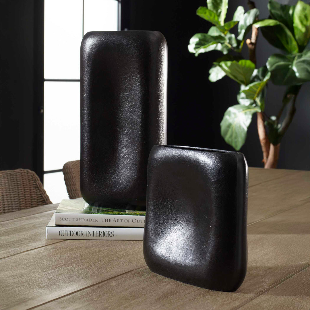 Anodic Dark Brown Vases Set of 2