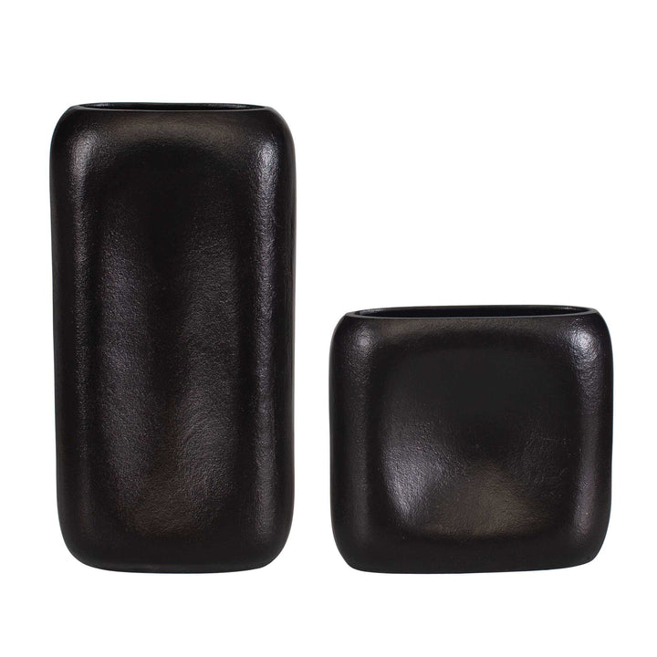 Anodic Dark Brown Vases Set of 2