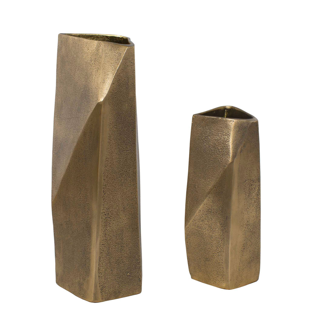 Geoform Indoor-Outdoor Brass Vases Set of 2