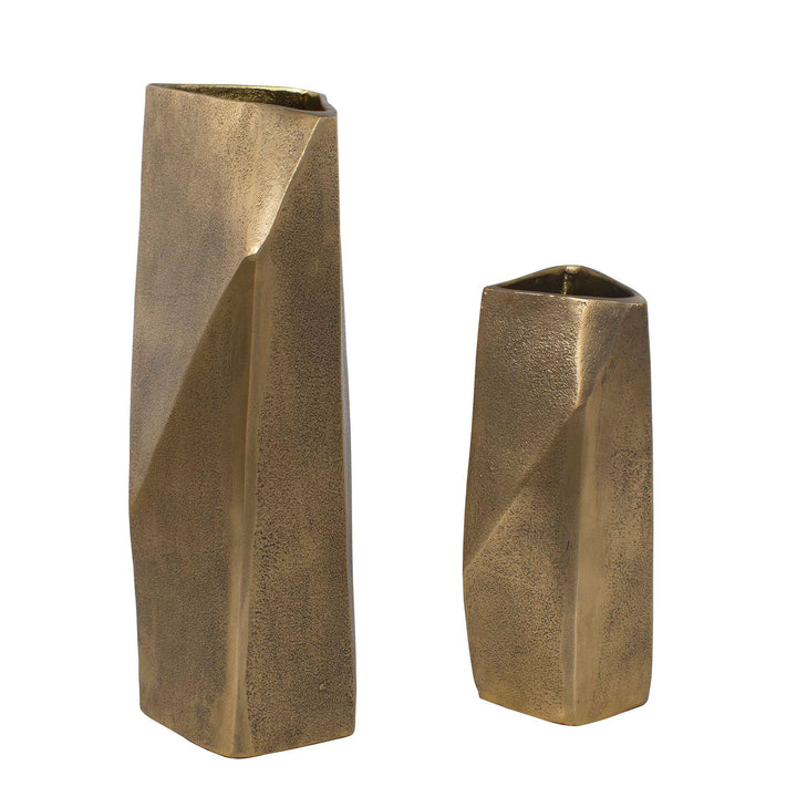 Geoform Indoor-Outdoor Brass Vases Set of 2