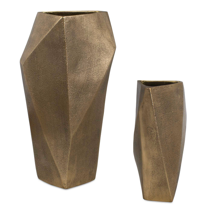 Geoform Indoor-Outdoor Brass Vases Set of 2