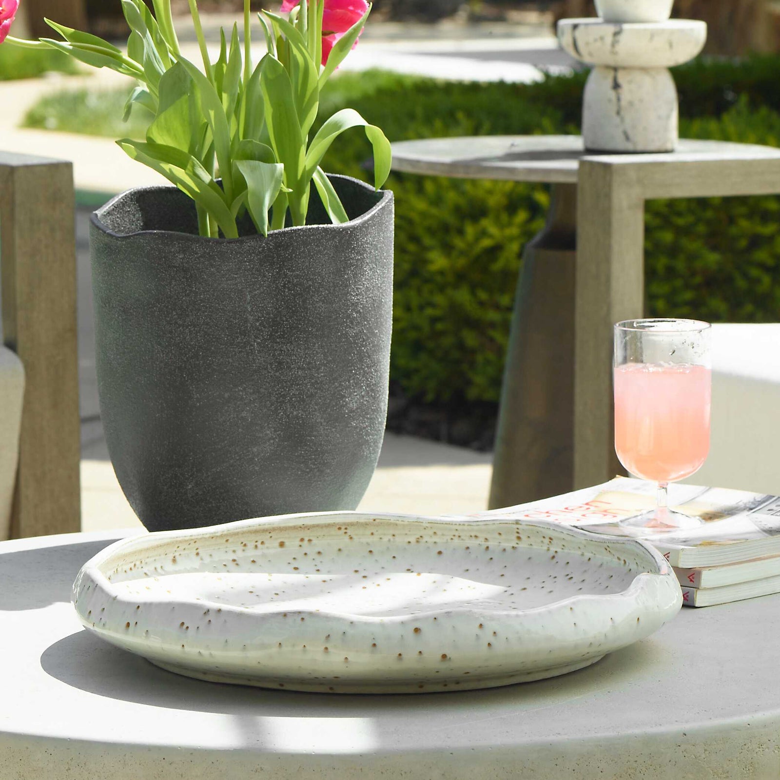 Stardust Ripple Indoor-Outdoor White Bowl