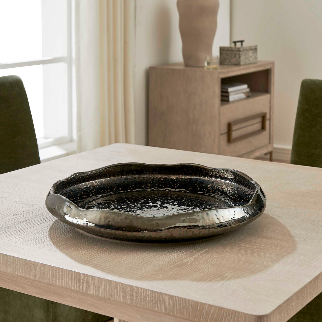 Stardust Ripple Indoor-Outdoor Black Bowl