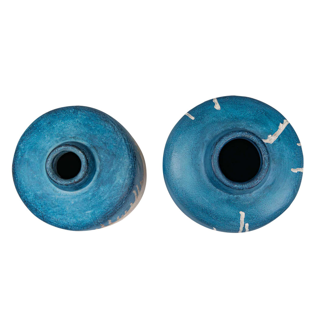 Coastal Cascade Indoor-Outdoor Blue Vases, Set of 2