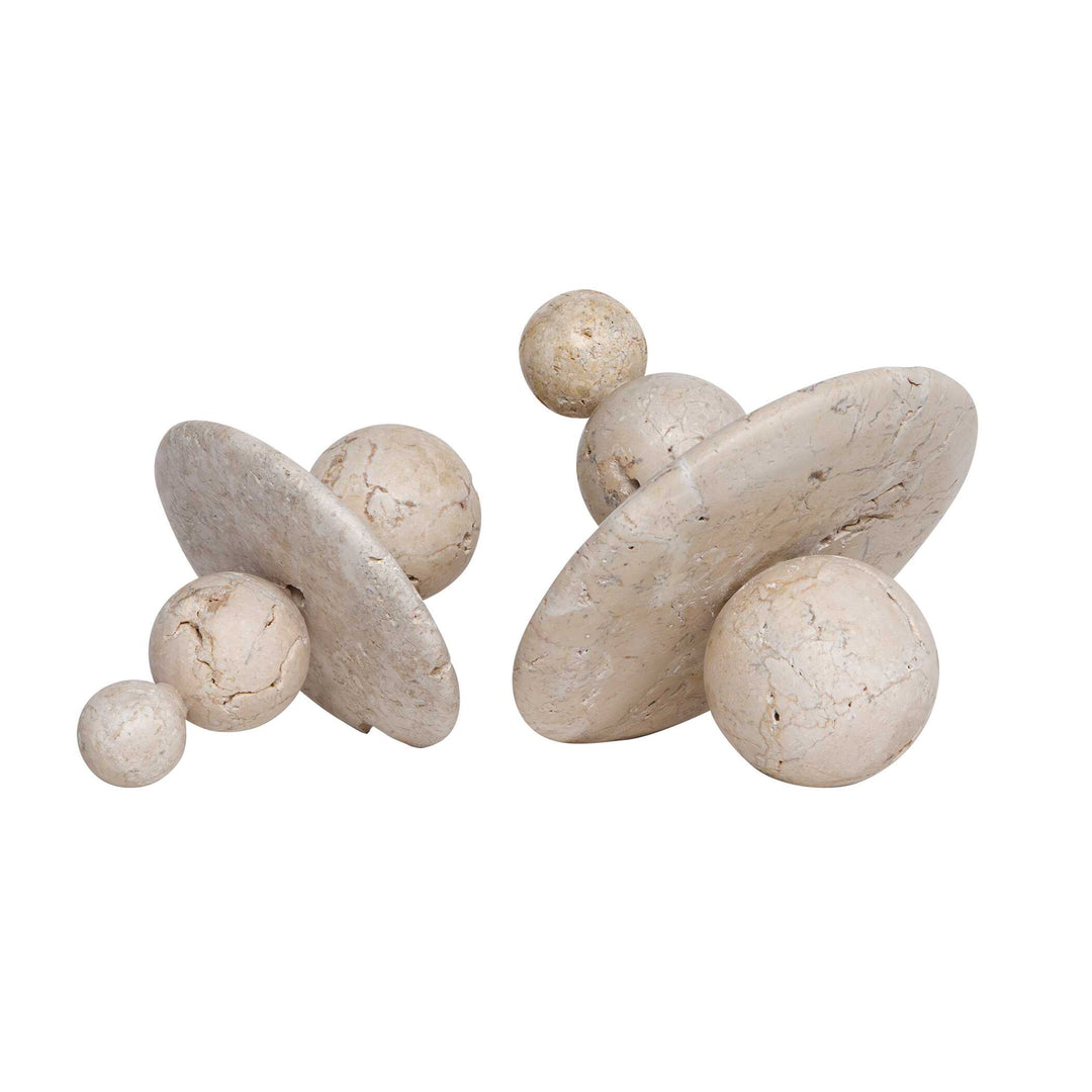 Quarried Stone Indoor-Outdoor Sculptures, Set of 2