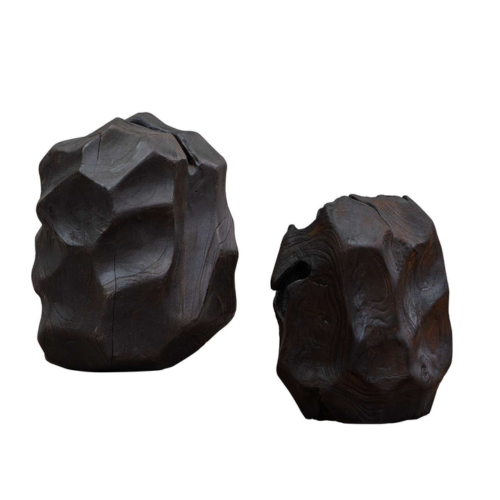 Ember Root Teak Sculpture, Set of 2