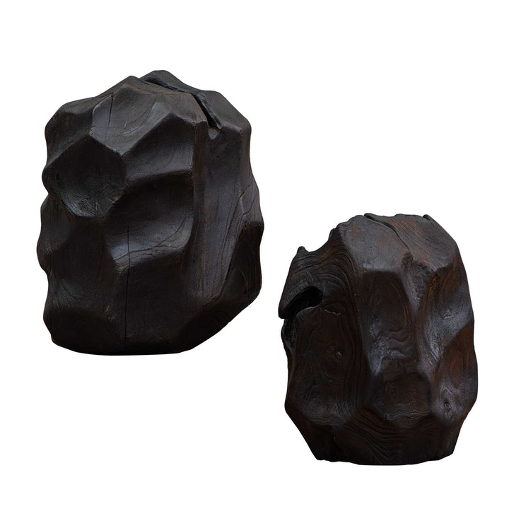 Ember Root Teak Sculpture, Set of 2