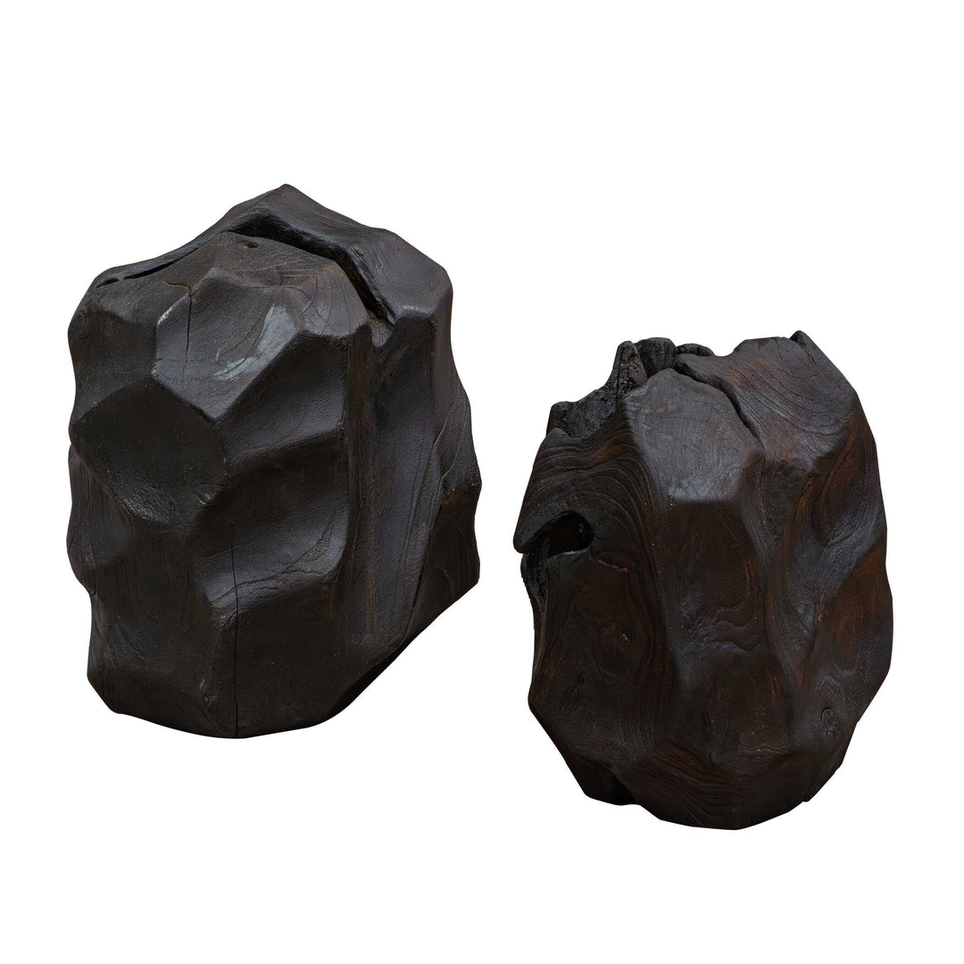 Ember Root Teak Sculpture, Set of 2