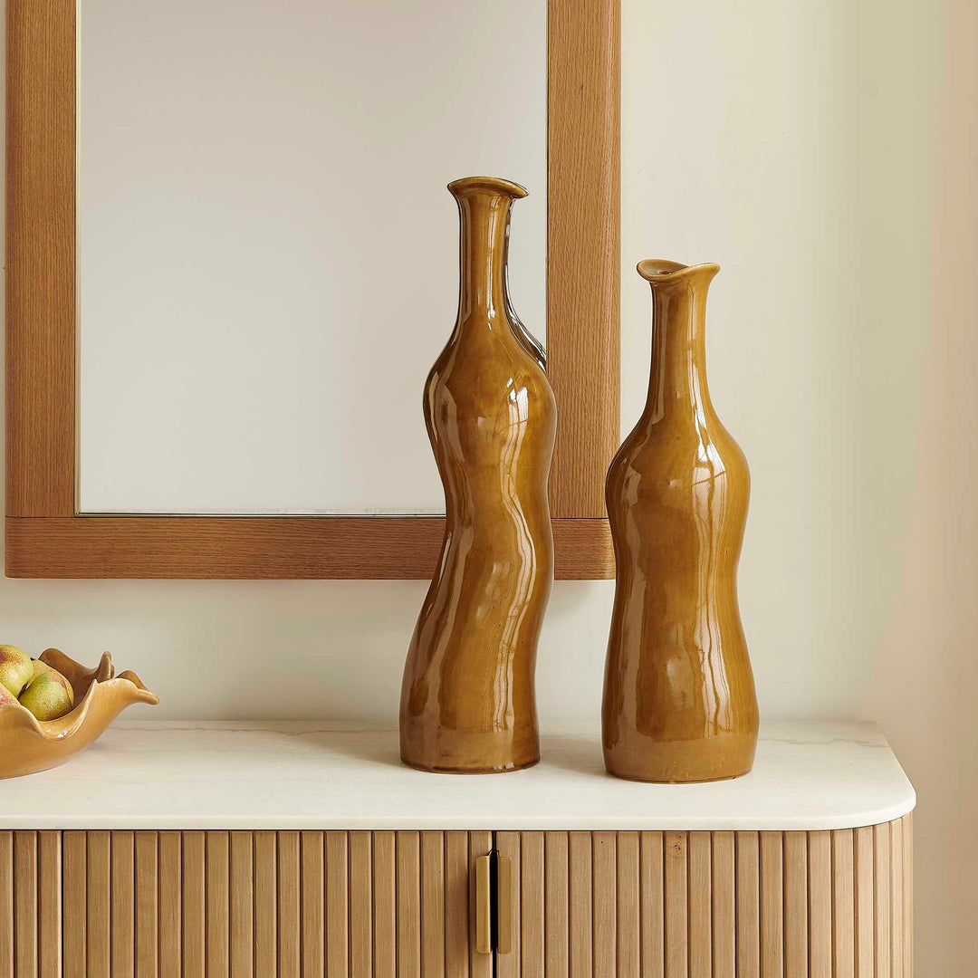 Sienna Flow Indoor-Outdoor Bottle Vases, Set of 2