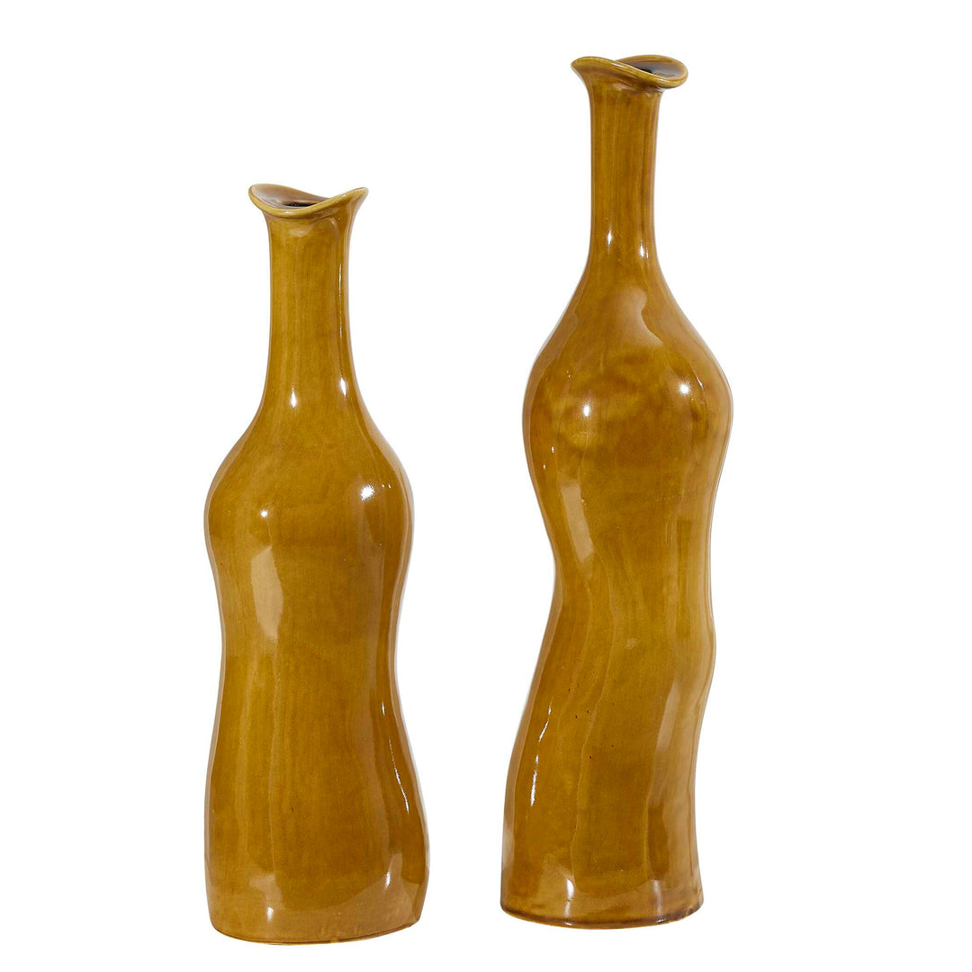 Sienna Flow Indoor-Outdoor Bottle Vases, Set of 2