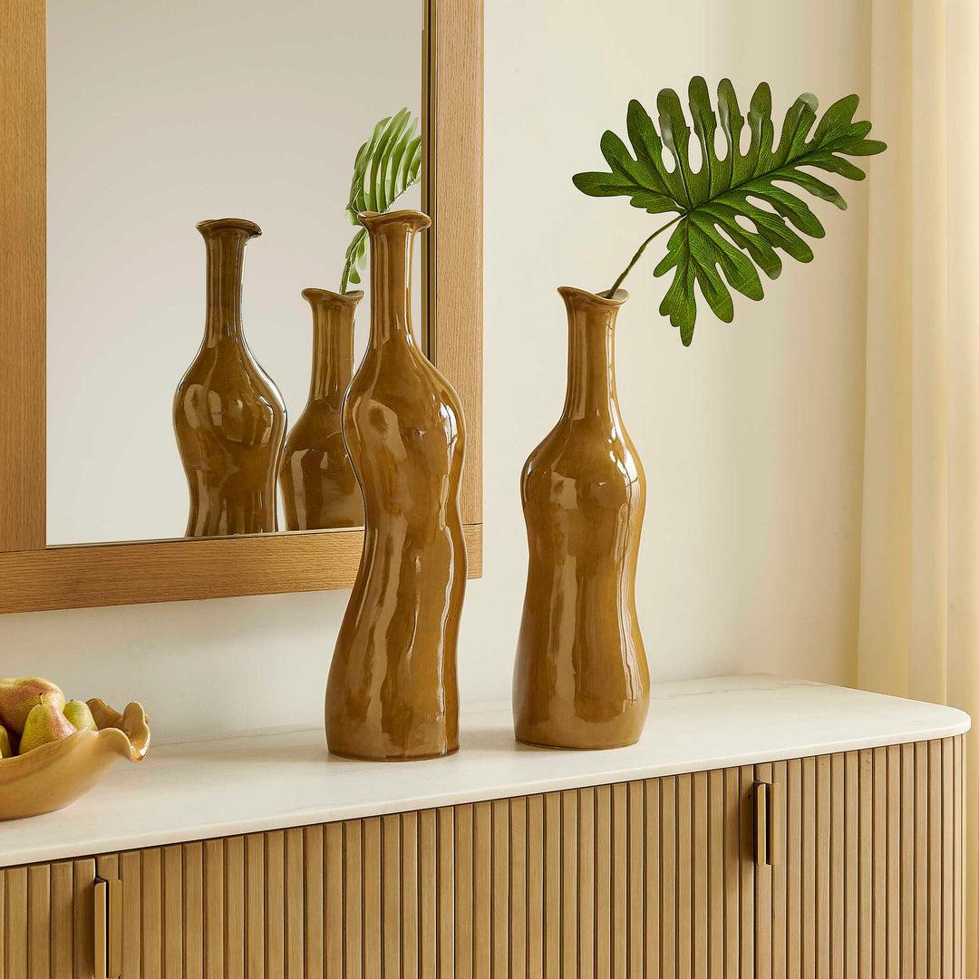Sienna Flow Indoor-Outdoor Bottle Vases, Set of 2