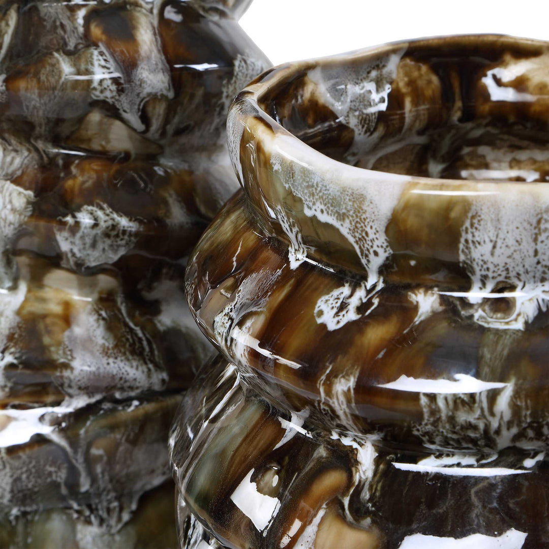 Cuoco Glazed Brown Vases, S/2