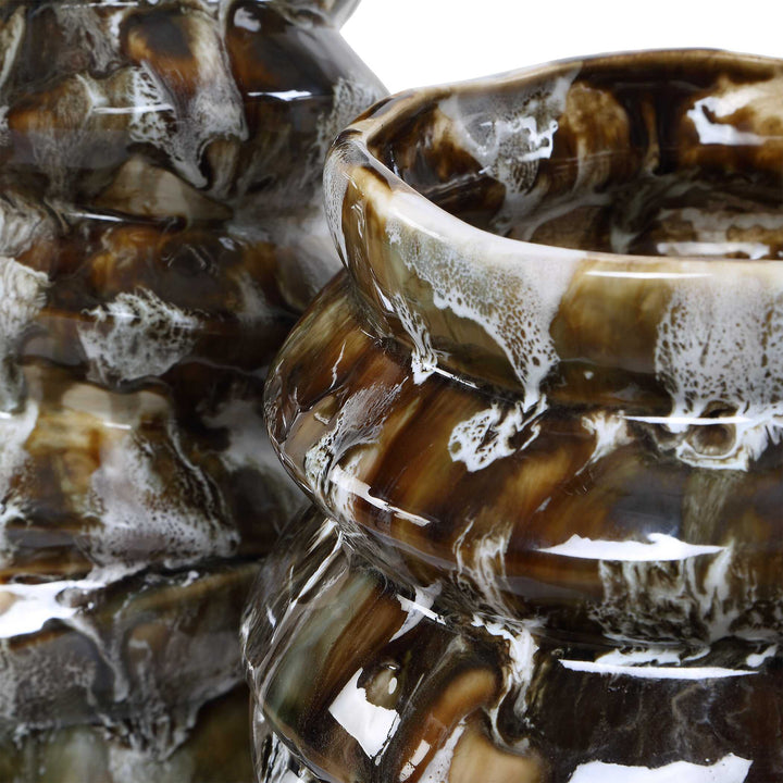 Cuoco Glazed Brown Vases, S/2