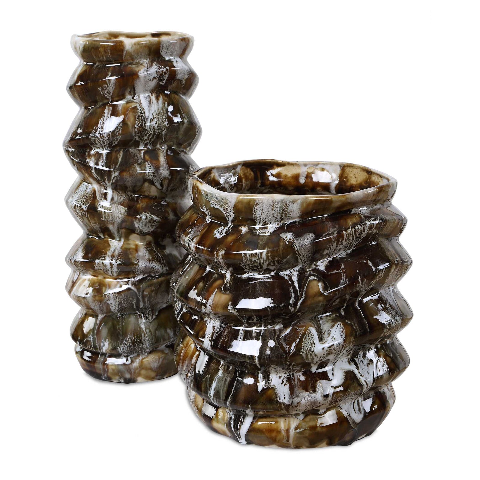 Cuoco Glazed Brown Vases, S/2