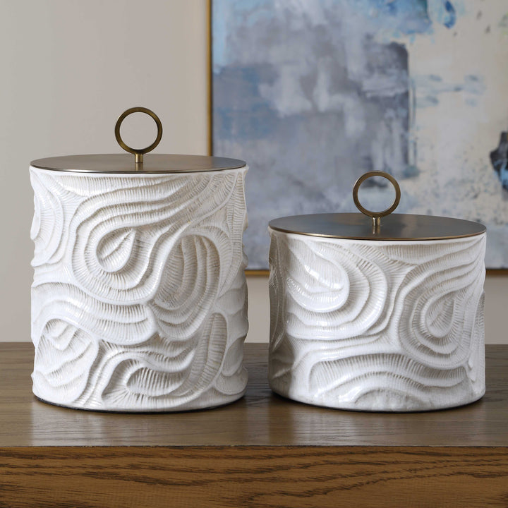 Ivory Tide Canisters, Set of 2