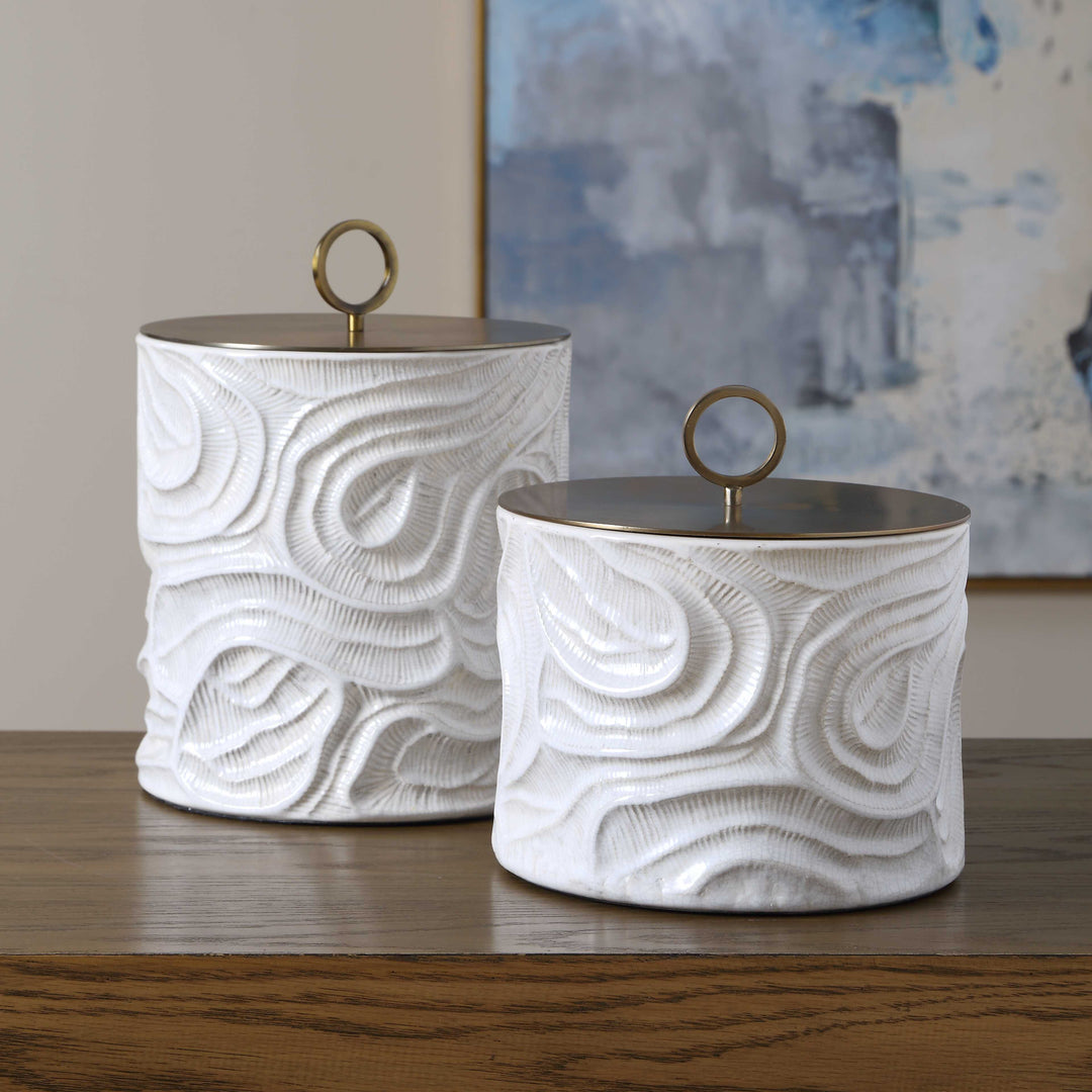 Ivory Tide Canisters, Set of 2