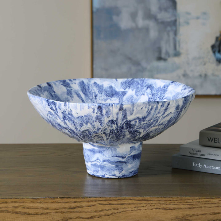 Indigo Marble Pedestal Bowl