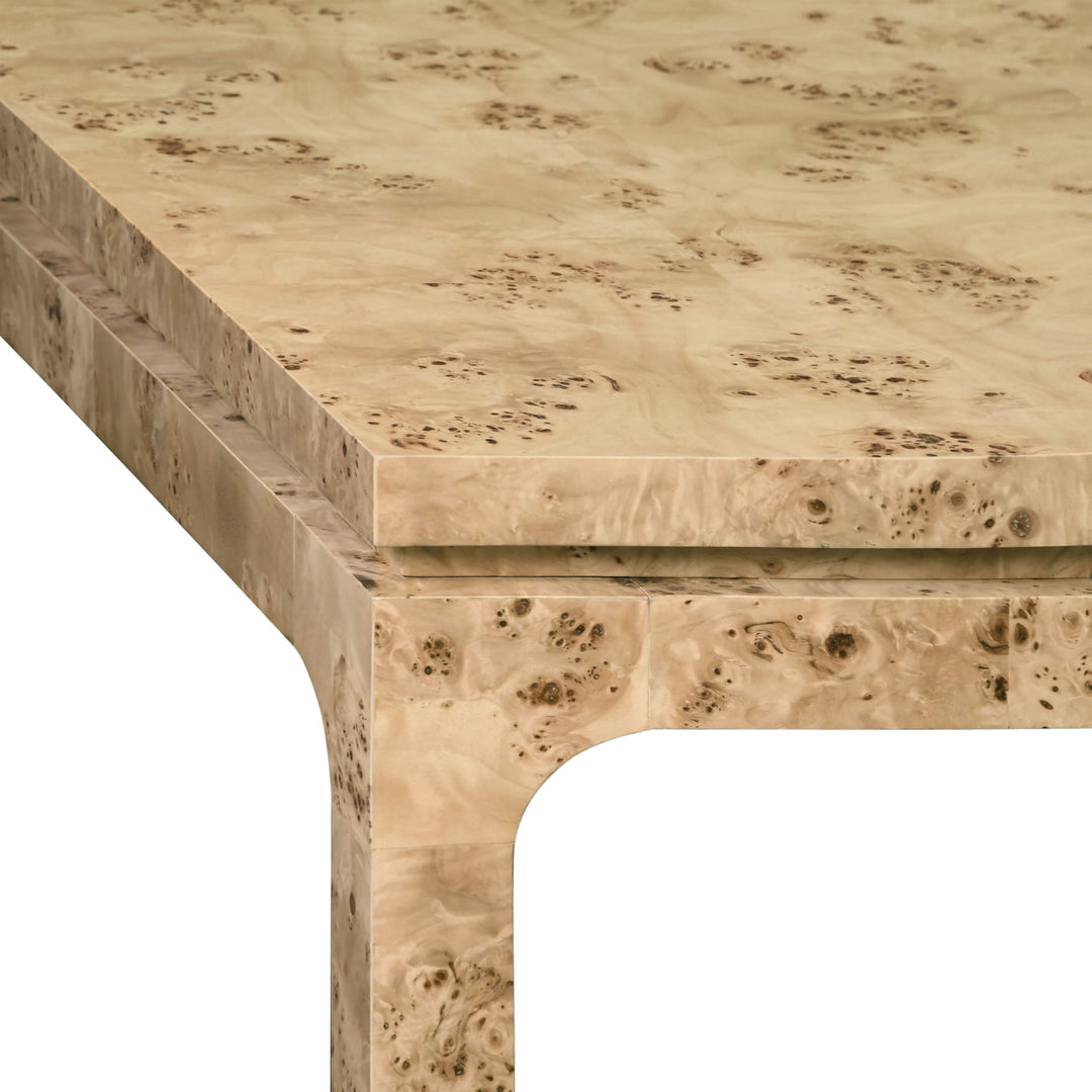Modern Rectangular Dining Table In Burl Wood - ADAMS BW