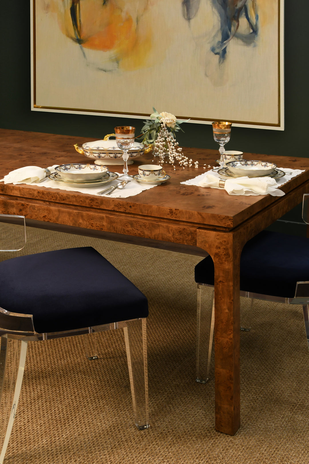 Modern Rectangular Dining Table In Dark Burl Wood - ADAMS DBW
