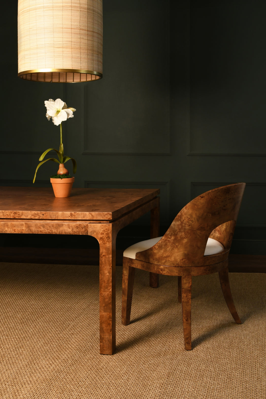 Modern Rectangular Dining Table In Dark Burl Wood - ADAMS DBW