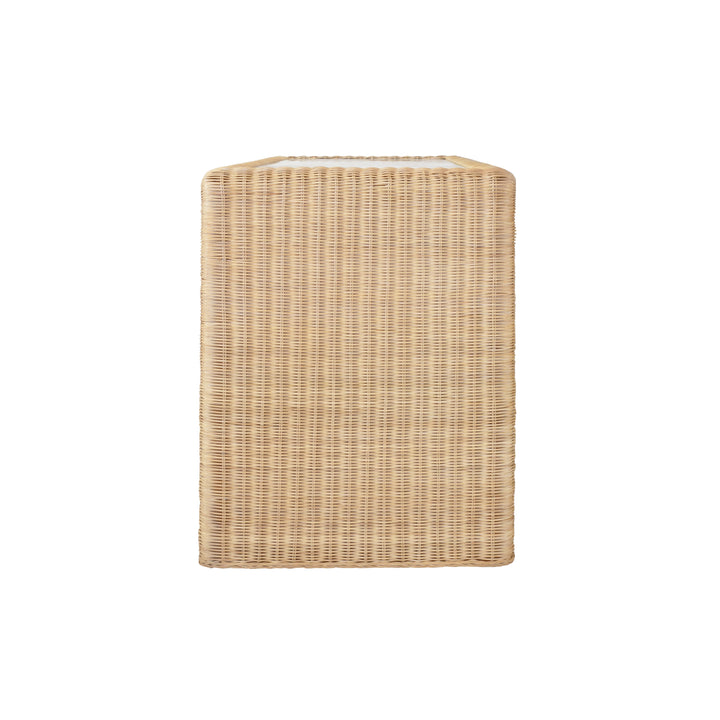 Two Drawer Waterfall Edge Desk In Woven Rattan With Glass Top - ADRIEN