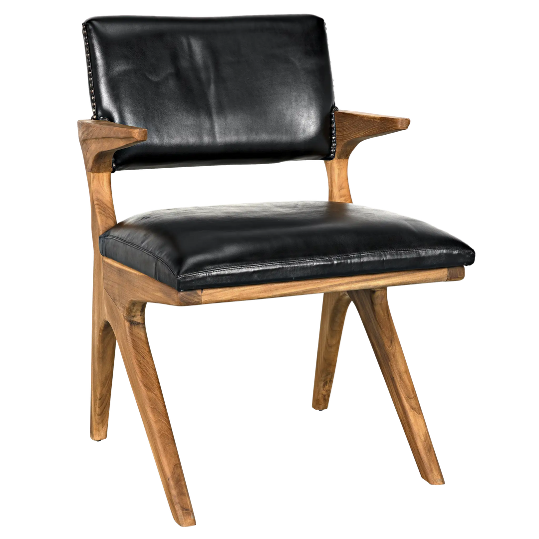 American Home Furniture | Noir - Dolores Chair, Teak with Leather