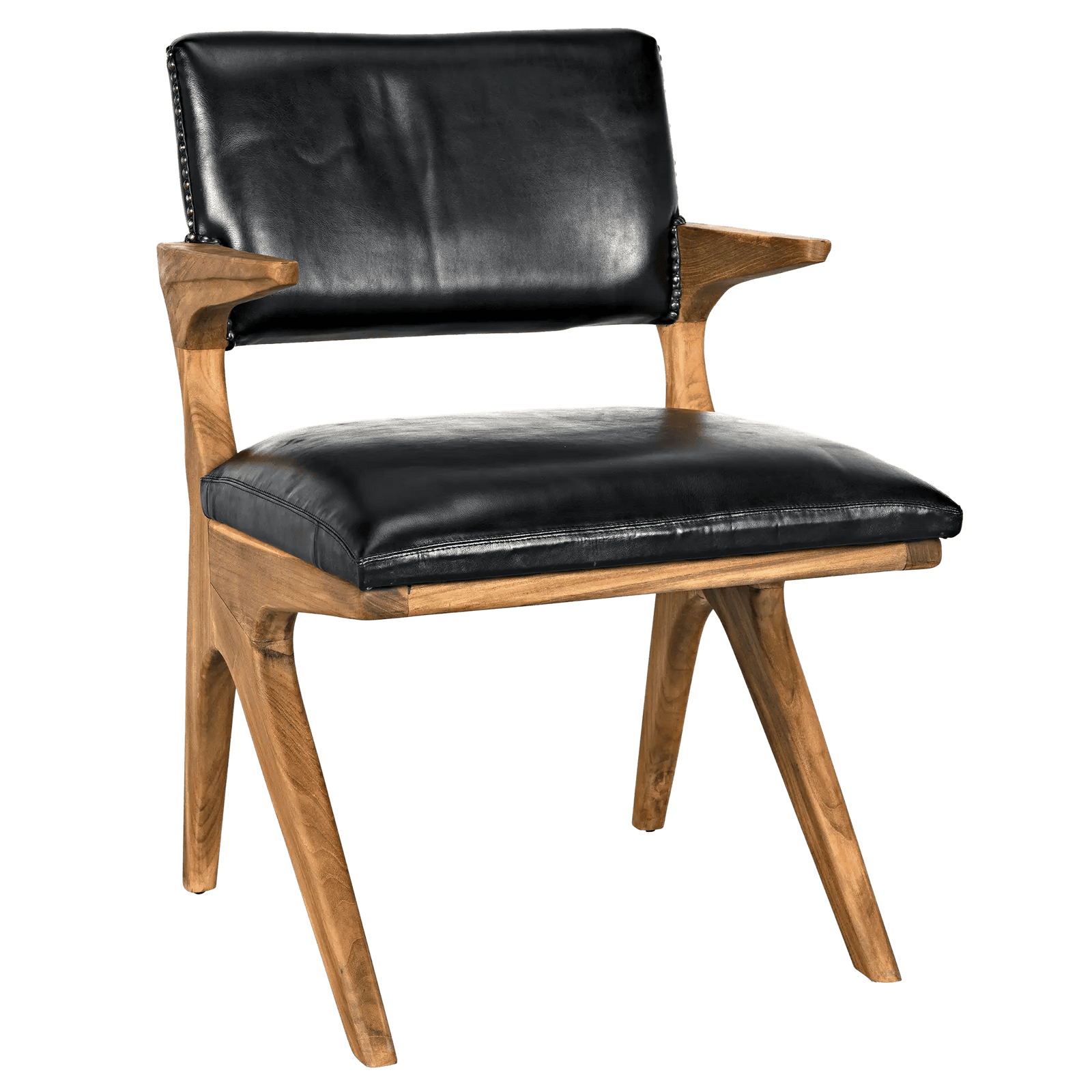 Noir Dolores Chair, Teak with Leather ACCENT + LOUNGE CHAIRS