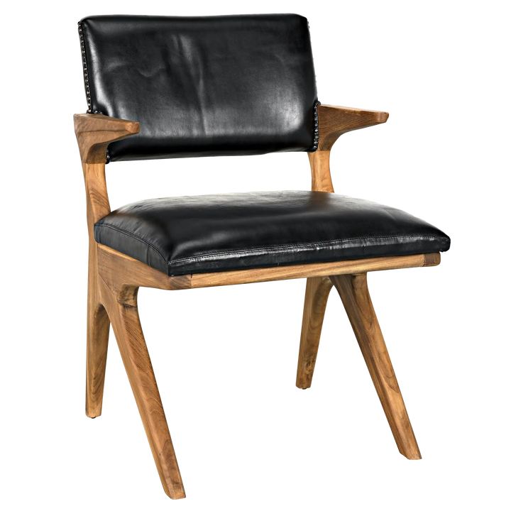 American Home Furniture | Noir - Dolores Chair, Teak with Leather