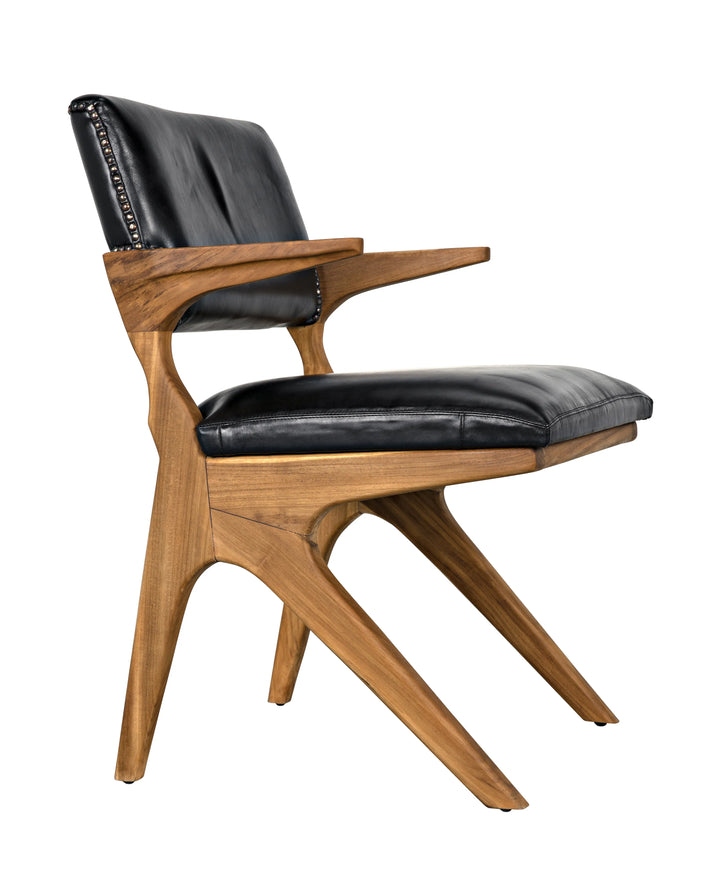 American Home Furniture | Noir - Dolores Chair, Teak with Leather