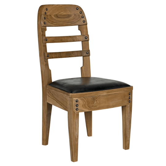 Noir Laila Chair, Teak with Leather - Set of 2 DINING CHAIRS