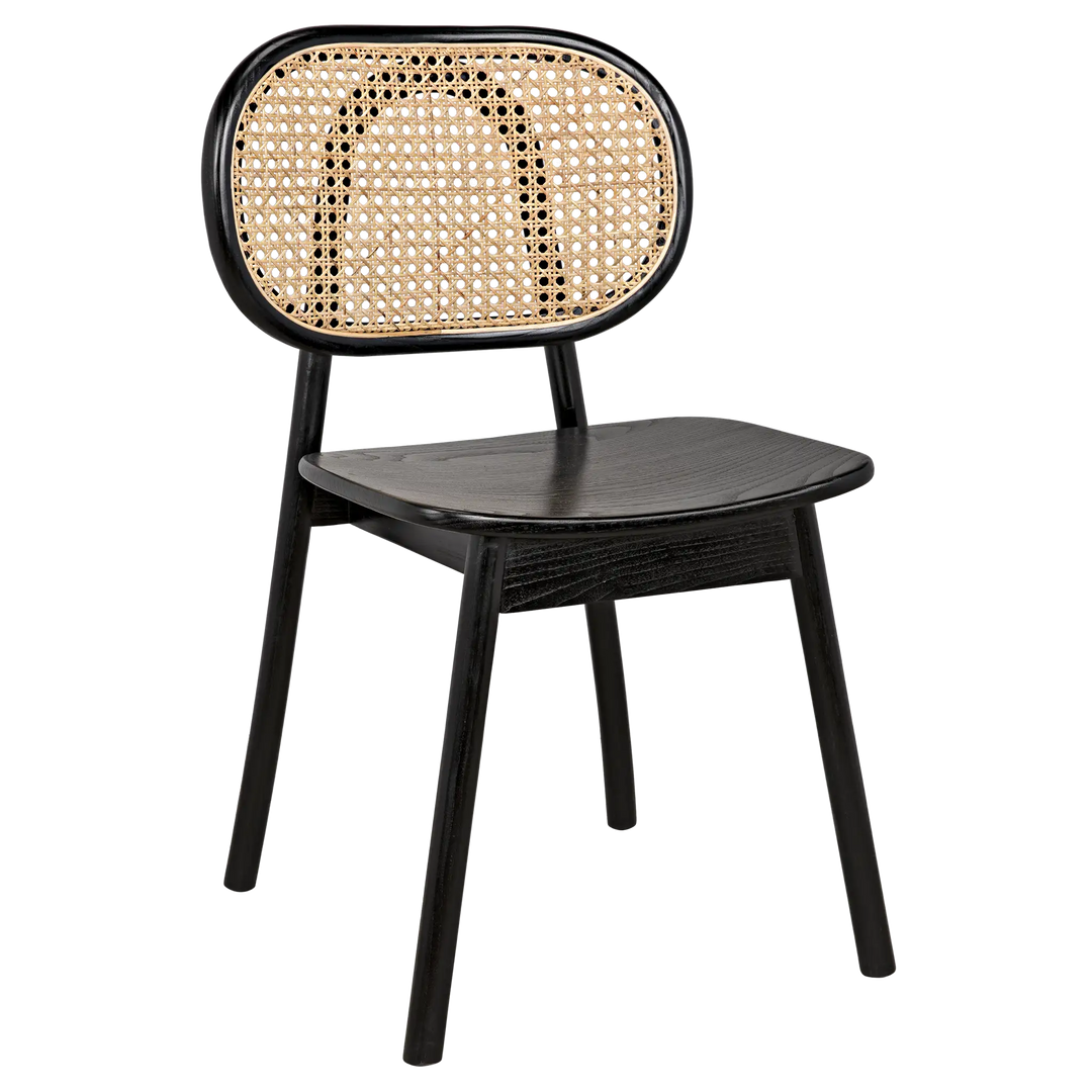 American Home Furniture | Noir - Brahms Chair, Charcoal Black with Caning