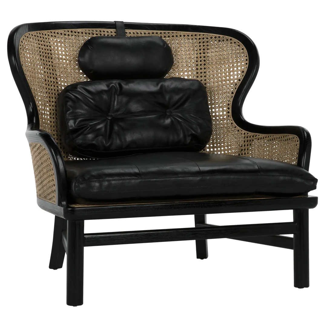 American Home Furniture | Noir - Marabu Chair, Charcoal Black with Leather