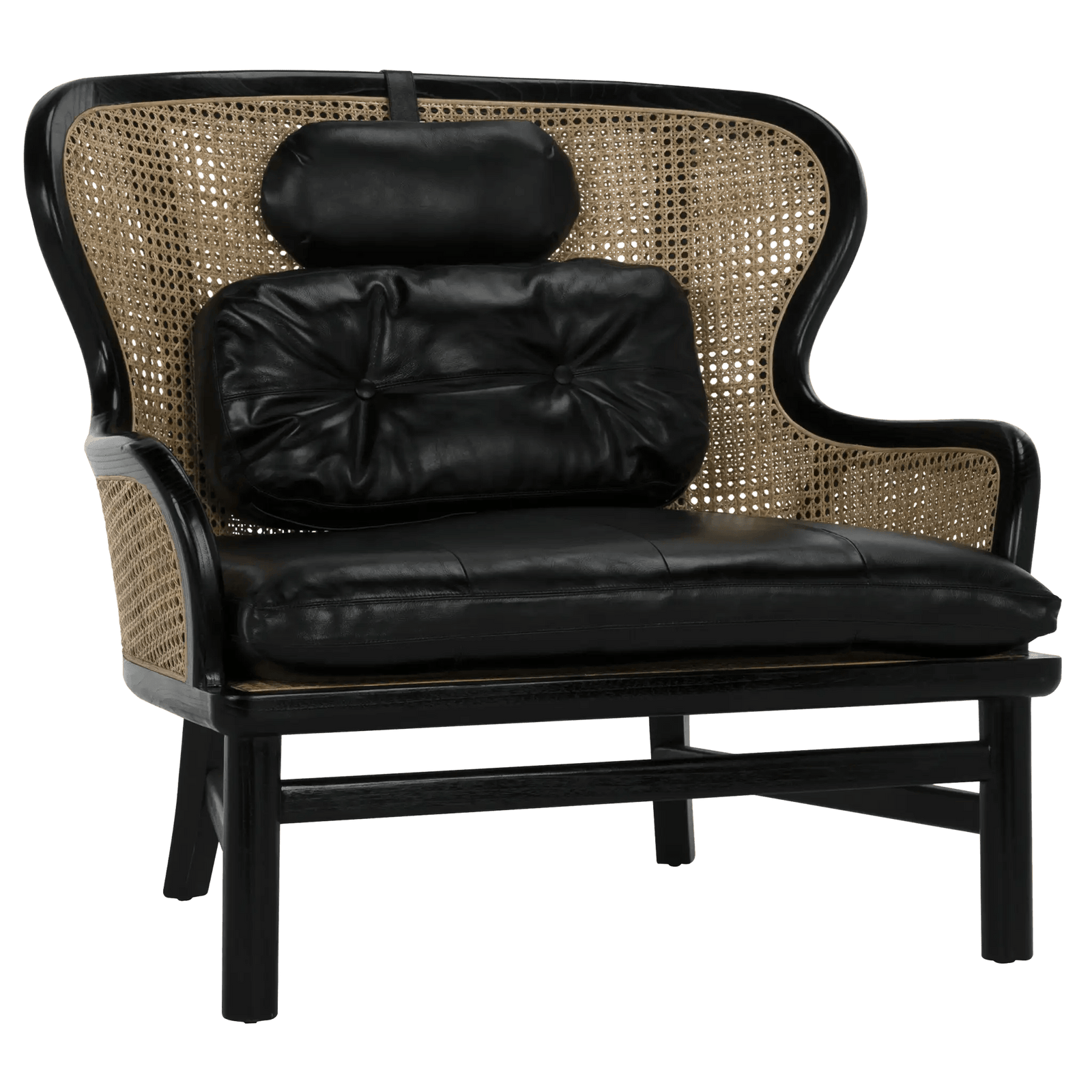 Noir Marabu Chair, Charcoal Black with Leather ACCENT + LOUNGE CHAIRS